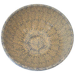 Monumental Sponge-Ware Pottery Mixing or Serving Bowl
