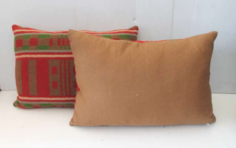 Pair of 19th Century Horse Blanket Pillows 1