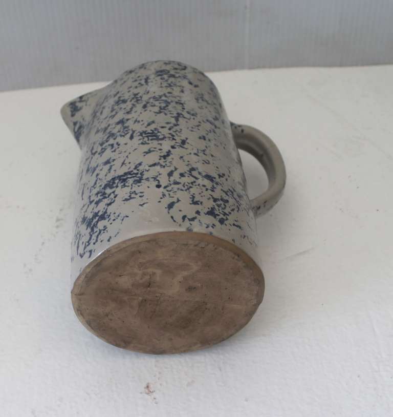19th Century Spongeware Pottery Speckled Pitcher For Sale 2