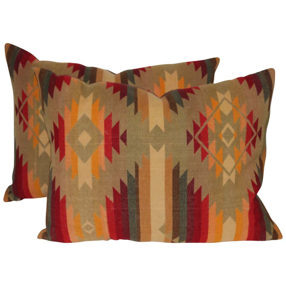 Pair of Vintage Pendleton Indian Design Blanket Pillows at 1stDibs