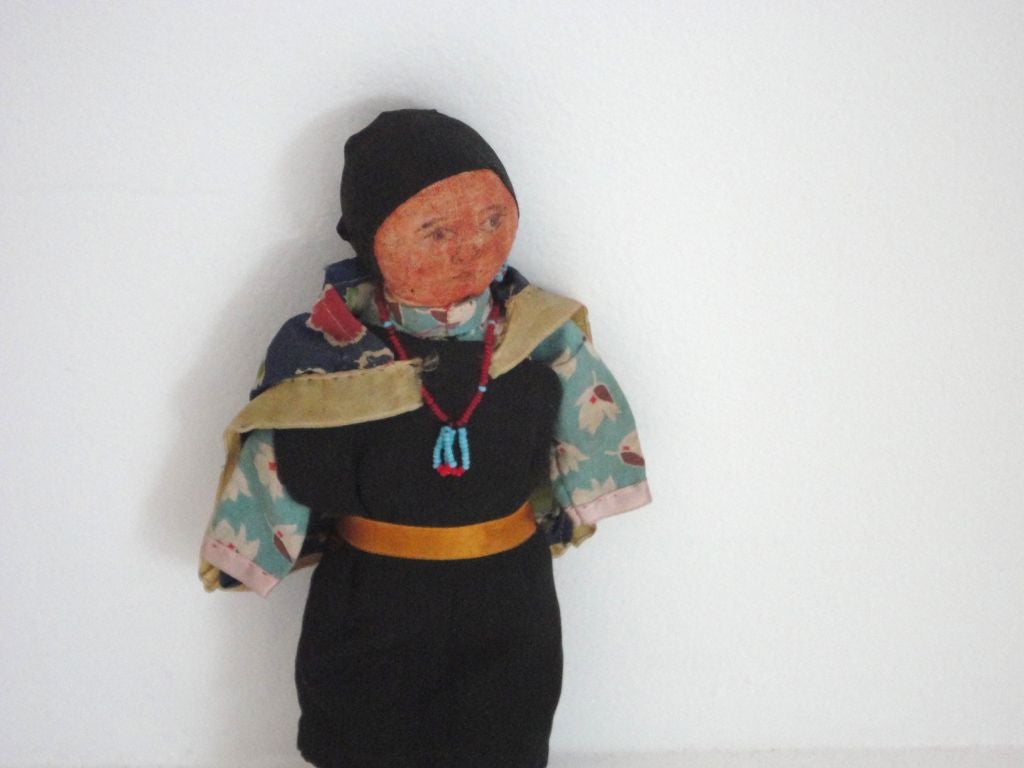 American Early 20thc Cochiti Indian Doll In Original Clothing