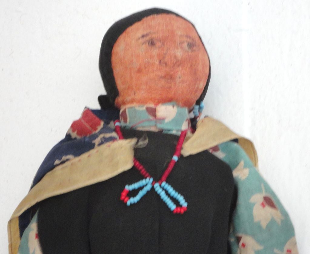 Fabric Early 20thc Cochiti Indian Doll In Original Clothing