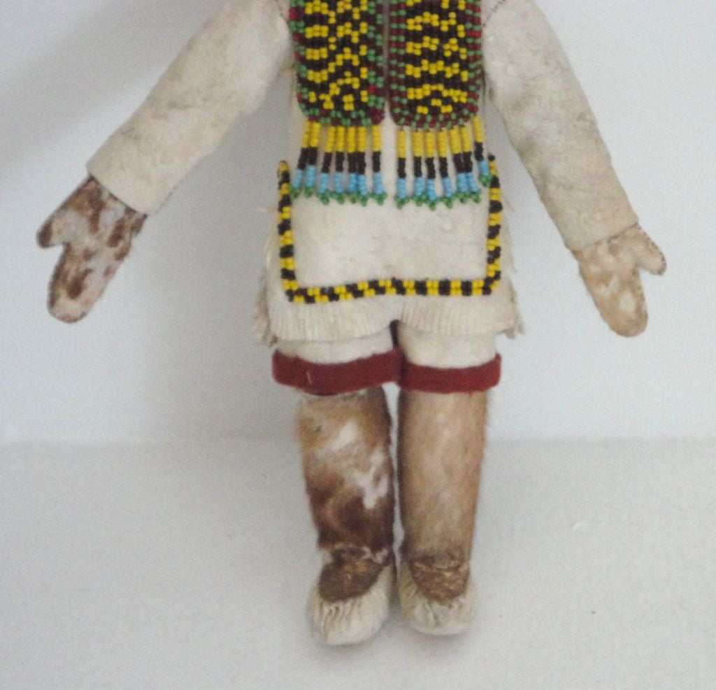 American Eskimo Beaded Doll -all Original Hide Clothing