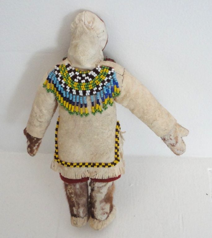 Eskimo Beaded Doll -all Original Hide Clothing 1