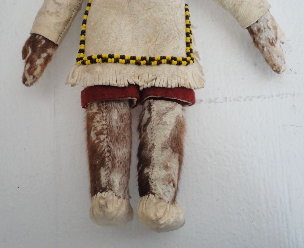 Eskimo Beaded Doll -all Original Hide Clothing 3