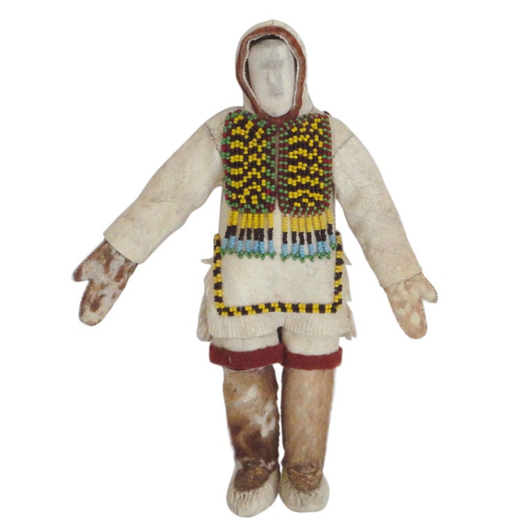 Eskimo Beaded Doll -all Original Hide Clothing
