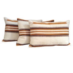 1940's Caramel And Brown Navajo Weaving Bolster Pillows
