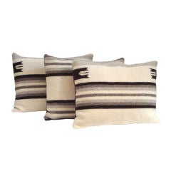 1940's Brown And Grey Striped Navajo Weaving Bolster Pillows