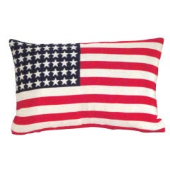 Vintage 48 Star Parade Flag Pillow W/homespun Linen Backing/down Filled