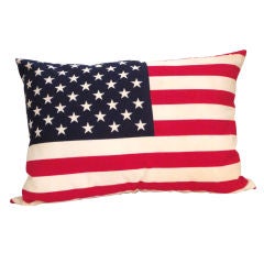 48 Star Flag Pillow W/homespun Linen Backing/down Filled