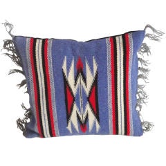 Vintage Small Fantastic Colors Chimayo Indian Pillow W/fringe