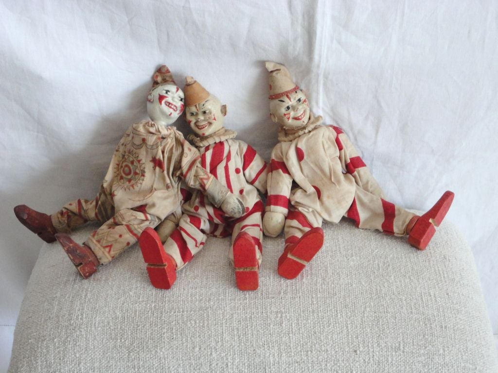 Group Of Three Original Painted Schoehut Toy Clowns 5