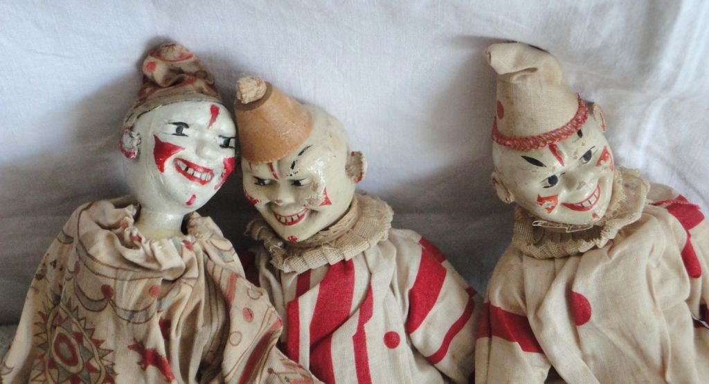 Group Of Three Original Painted Schoehut Toy Clowns 4