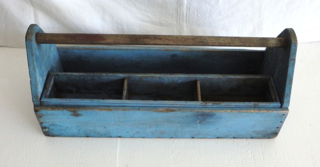 American 19thc Original Powder Blue Tool Carrier From New England
