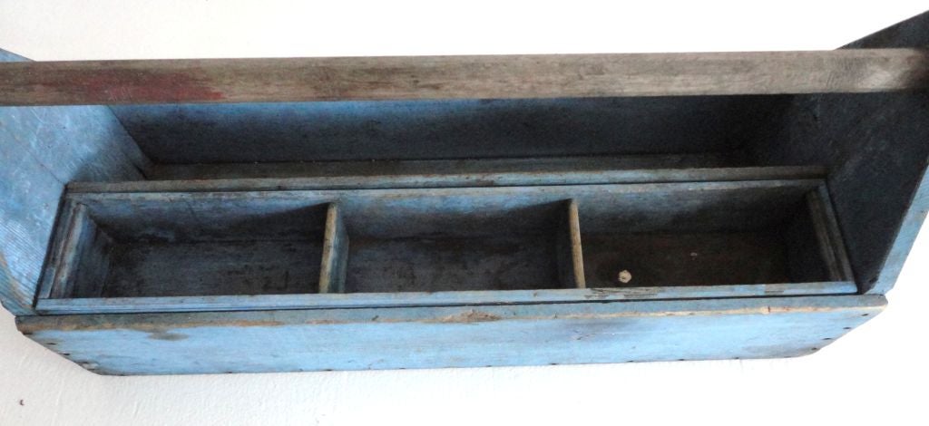 19th Century 19thc Original Powder Blue Tool Carrier From New England