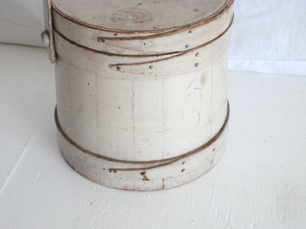 American 19thc Original Cream Painted Firkin From New England