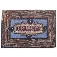 Hand-Hooked Mounted Welcome Rug from Pennsylvania 5