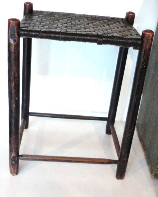 Folk Art 19th Century Weaver's Stool from New England in Original Old Surface For Sale