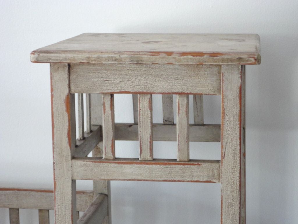 American Early 20thc Original White Painted Plant Stand