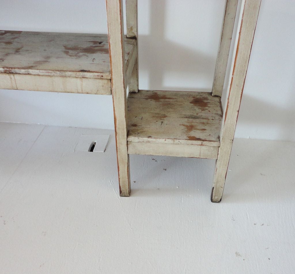 Early 20thc Original White Painted Plant Stand 2