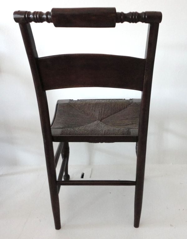 American Set Of Six Natural 19thc Hitchcock Chairs W/original Rush Seats