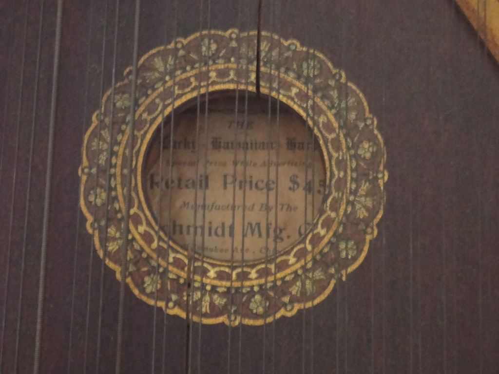 American 19thc Original Painted Surface Patriotic Harp W/ Eagle & Shield