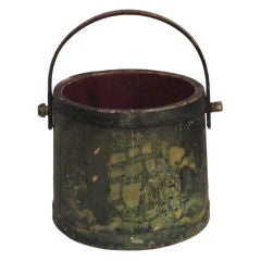 19th Century Nautical Original Painted and Decorated Water Bucket from NE