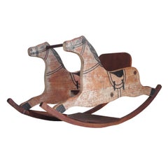 Used Fantastic 19th Century Original Painted Childs Rocking Horse