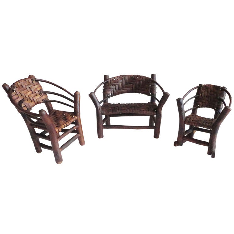 Salesman Sample By "old Hickory Chair Co." Three Piece Min. Set
