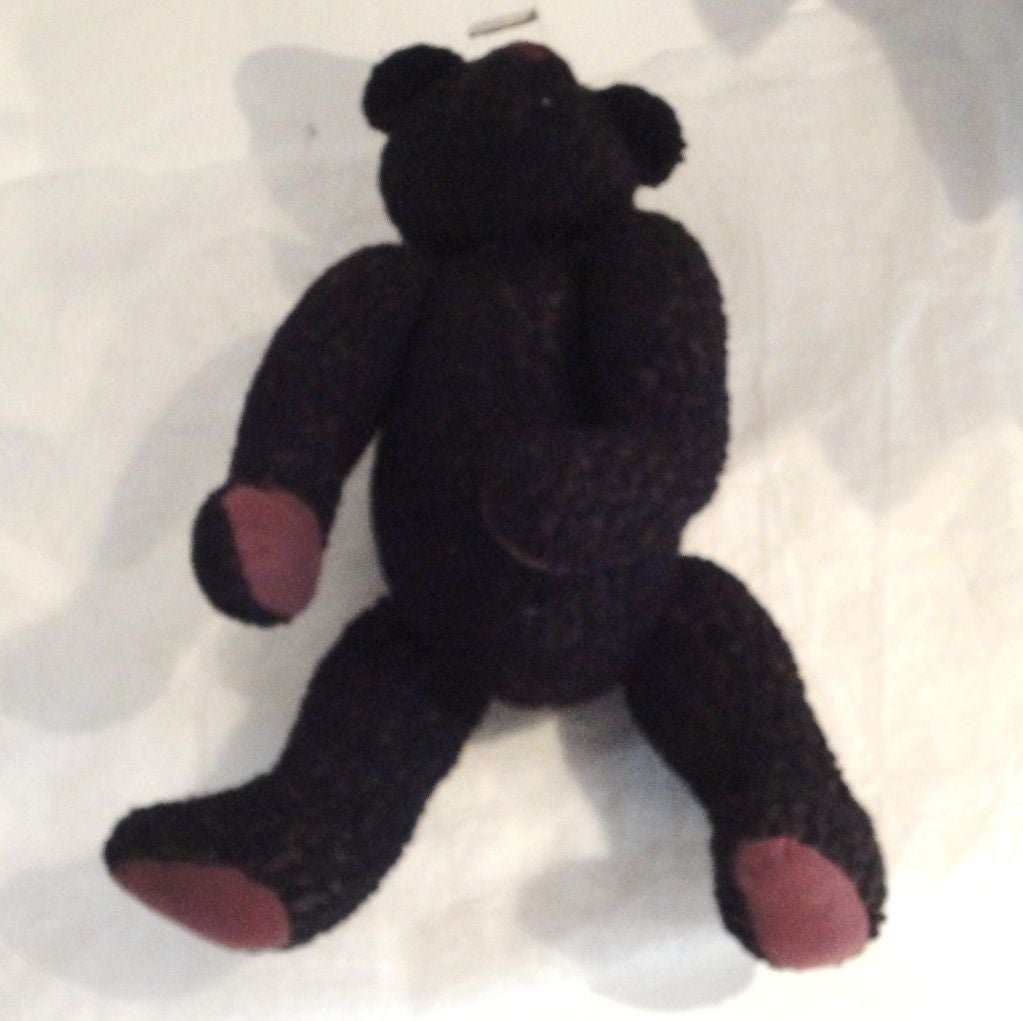 American 1930's Black Curly Mohair Humpback Bear W/jointed Arms And Legs