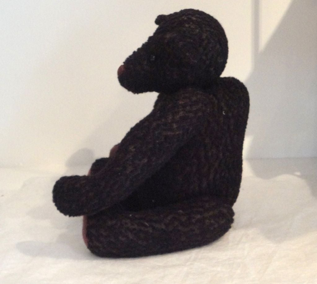 Mid-20th Century 1930's Black Curly Mohair Humpback Bear W/jointed Arms And Legs