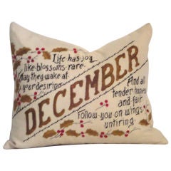 Fantastic Embroidery Holiday Pillow "december" With  Holly