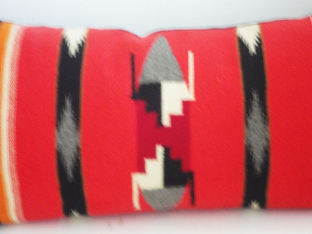 American 1940's Chimayo Mexico Indian Weaving Bolster Pillow