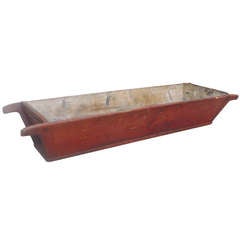 Used 19thc Original Red Painted Horse Watering Trough From Pennsylvania