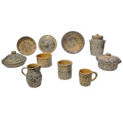 13 Piece Collection Of Sponge / Yelloware Pottery
