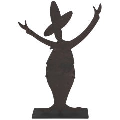 Iron Folk Art Mexican Silhouette Sign on Stand