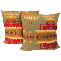 Pair of Pendleton  Indian Design Blanket Pillows
