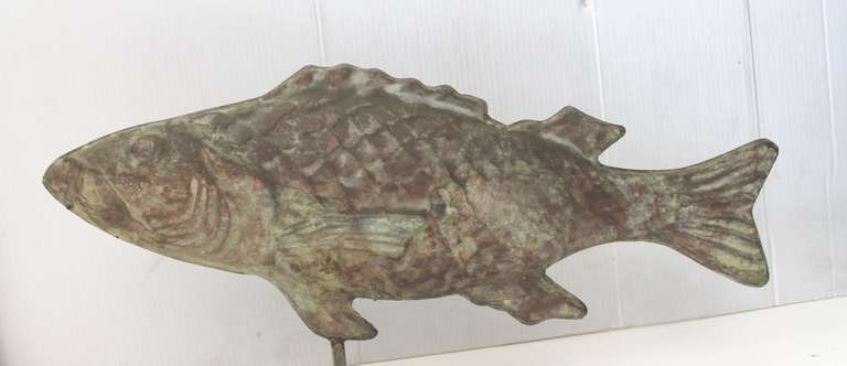 American Early 20th Century Full Body Fish Weathervane on a Stand