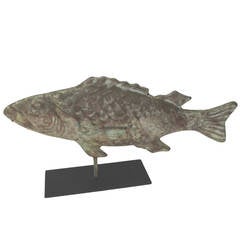 Antique Early 20th Century Full Body Fish Weathervane on a Stand