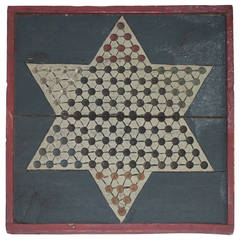 19Th C Early Original Painted  Chinese Checkers GameBoard