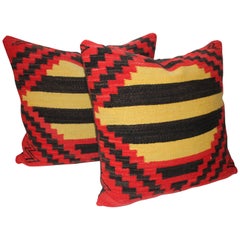 Vintage Pair of Geometric Navajo Indian Weaving Pillows