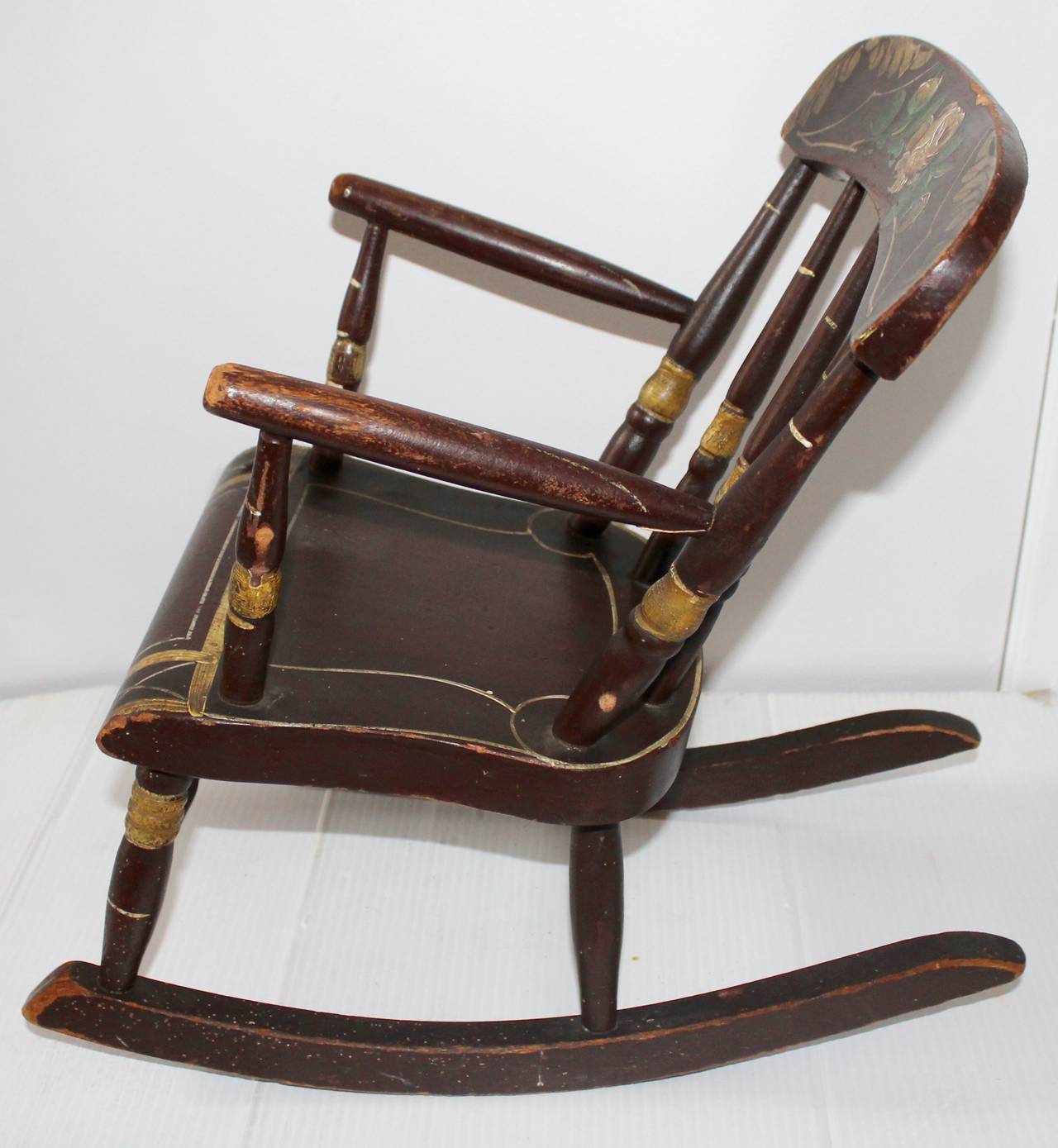 American 19th Century York County Pennsylvania, Original Painted Child's Rocking Chair