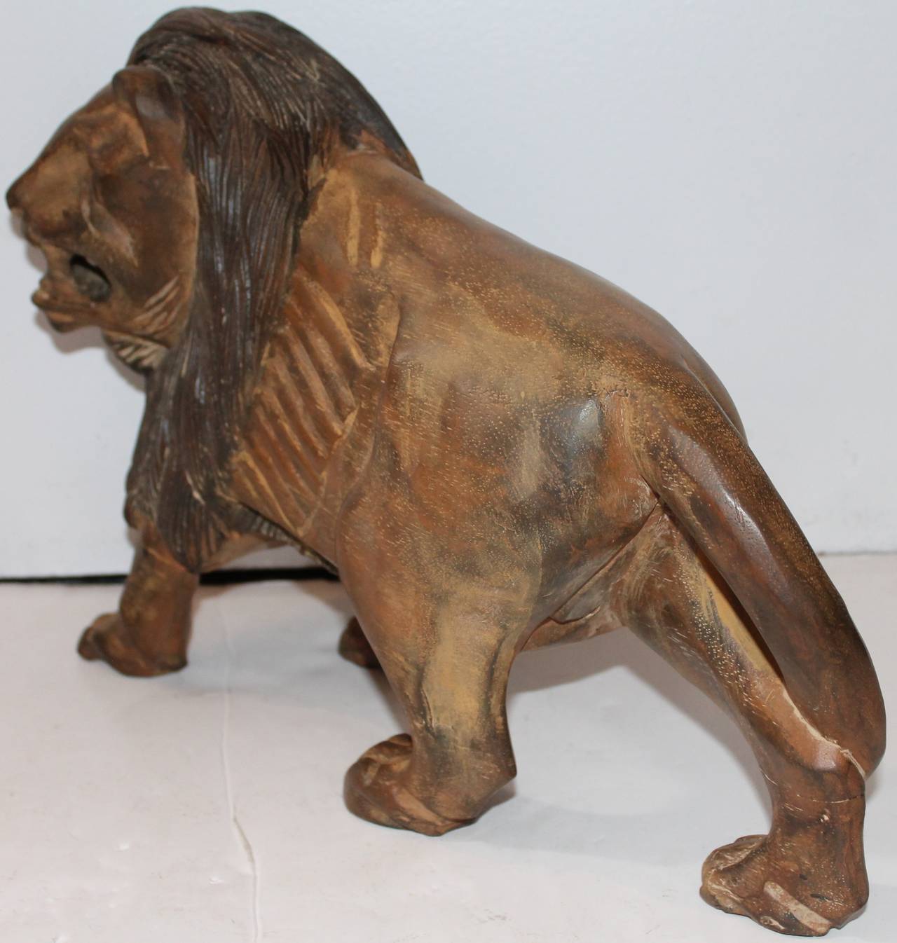 wood lion carving for sale