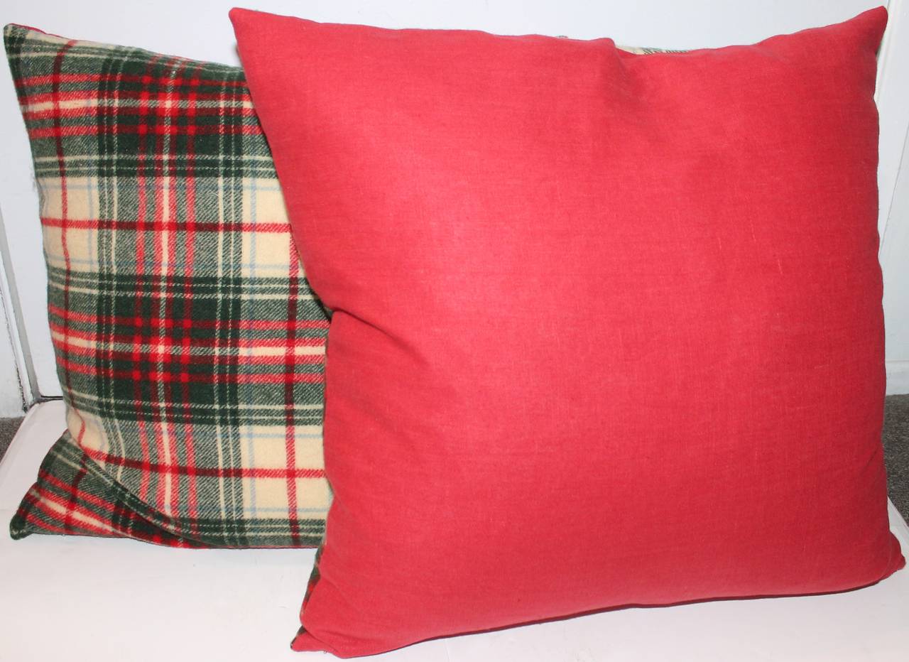Pair of Wool Plaid Pillows For Sale at 1stdibs