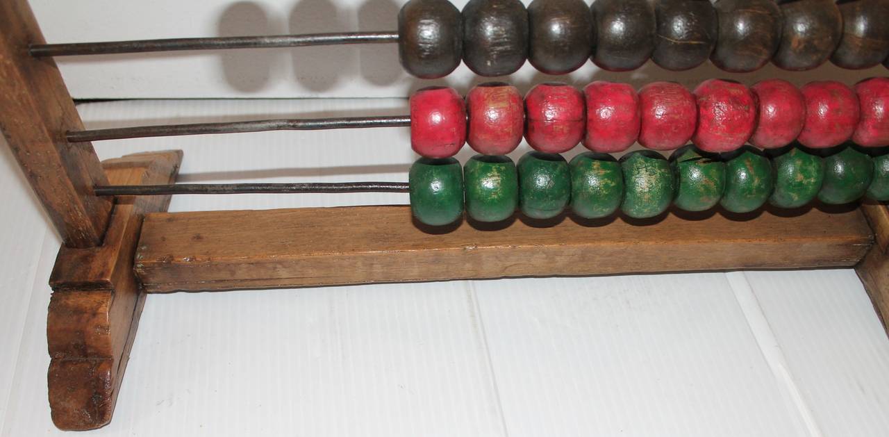 Folk Art 19th Century Abacus on a Early Hand-Carved Stand