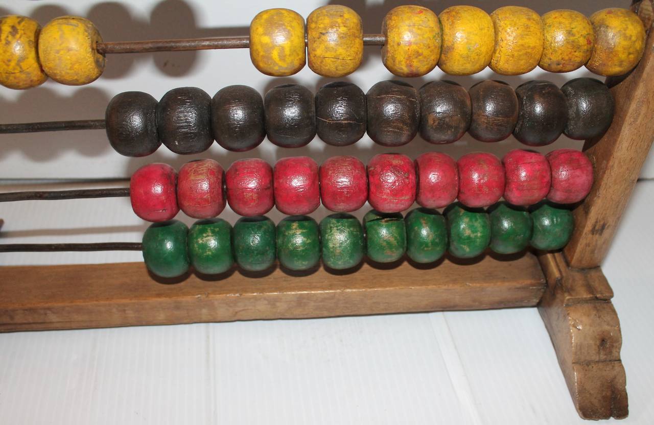 American 19th Century Abacus on a Early Hand-Carved Stand