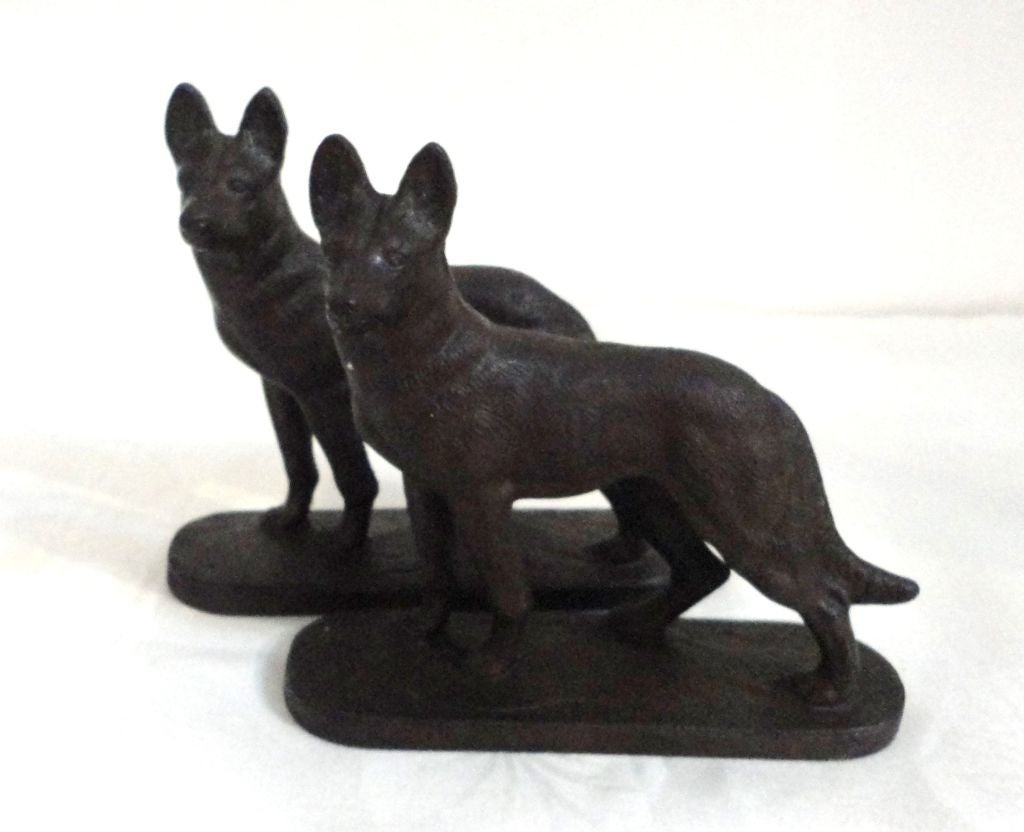 Pair Of Early 20thc Iron Dog Bookends