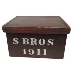 Used Signed and Dated 1911 Document Box in Original Paint from PA