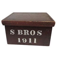 Used Signed and Dated 1911 Document Box in Original Paint from PA