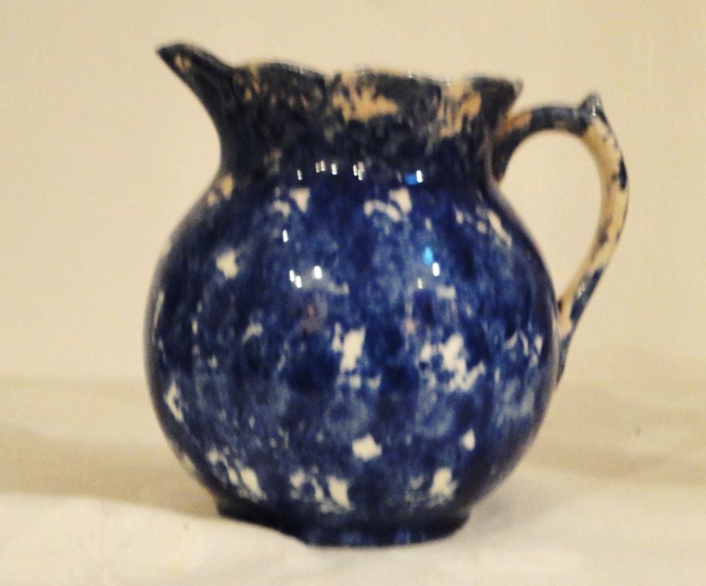American 19thc Early Spongeware Milk Pitcher From Pennsylvania